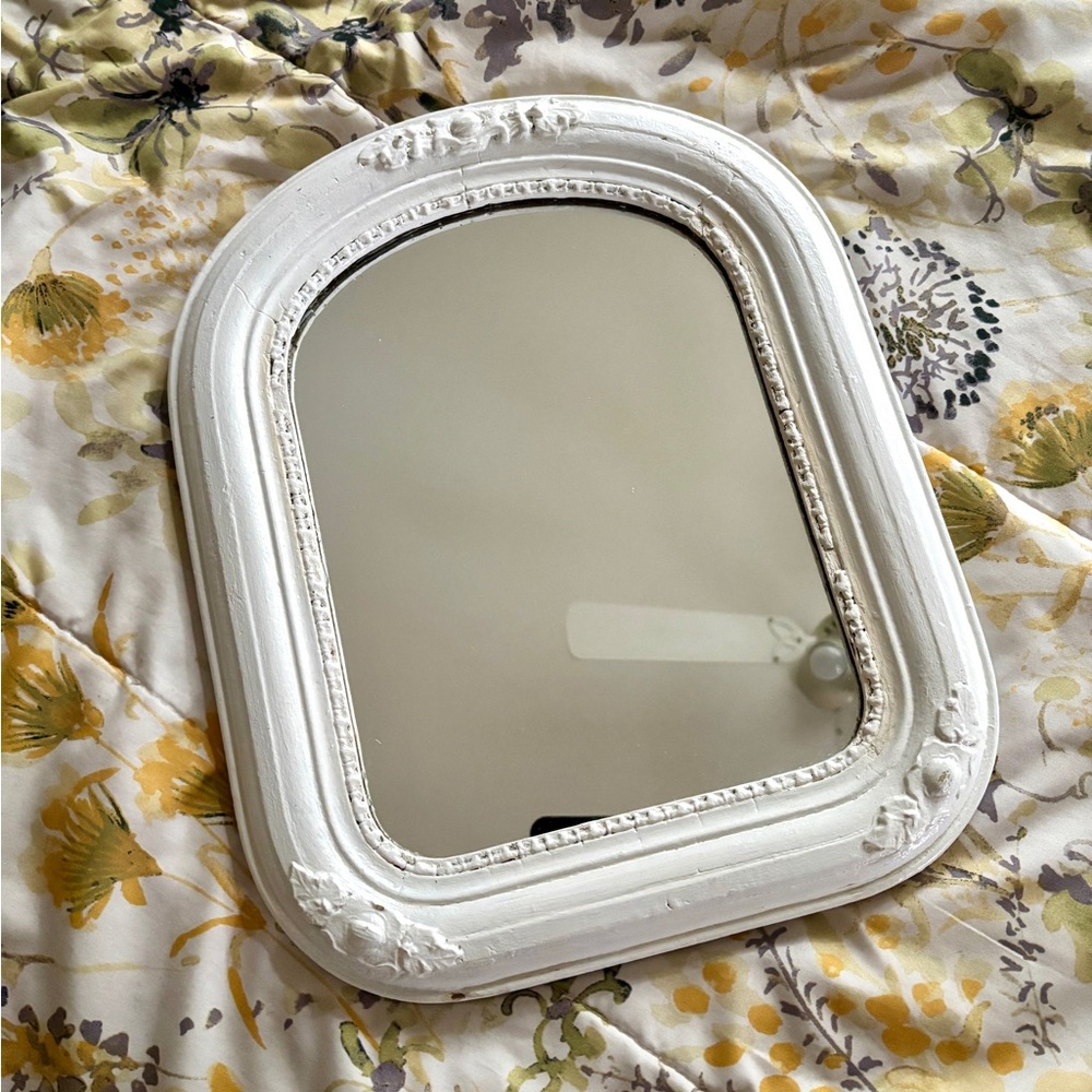 Vintage White Ornate Mirror